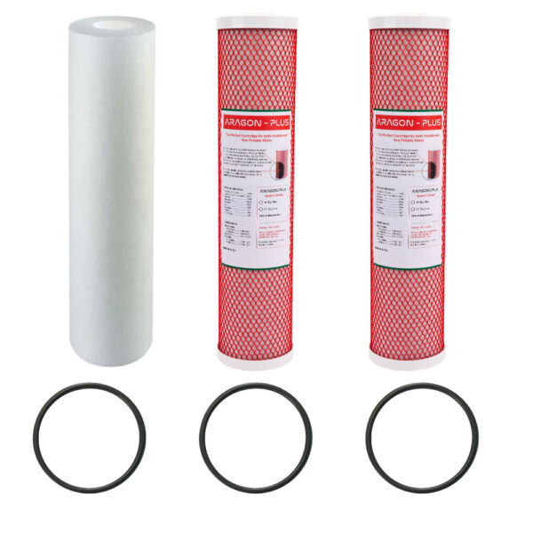 Aragon Triple Whole House Cartridge Kit 20Inch x 4.5inch Includes Sediment