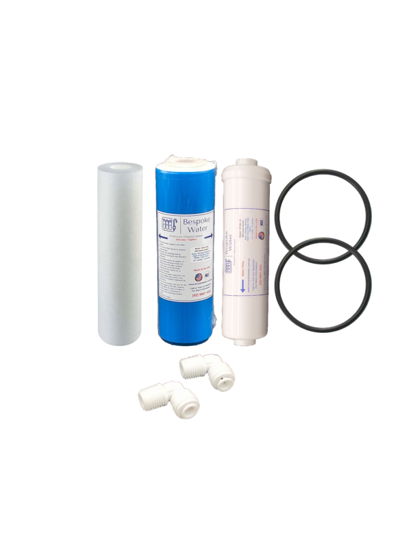 Reverse-Osmosis Replacement-Cartridge Triple-Pack 10-inch x 2_5inch Kit BW Kinetic Carbon_ 1x4inch JG Elbow Threaded Fittings