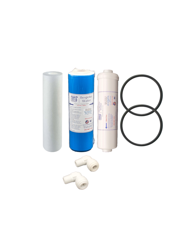 Reverse-Osmosis Replacement-Cartridge Triple-Pack 10-inch x 2_5inch Kit BW Kinetic Carbon_ 3x8inch JG Elbow Threaded Fittings