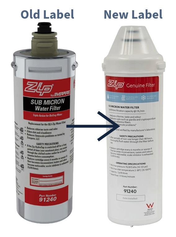 Zip 0.5 Sub-Micron Water Filter 91240 Old New label